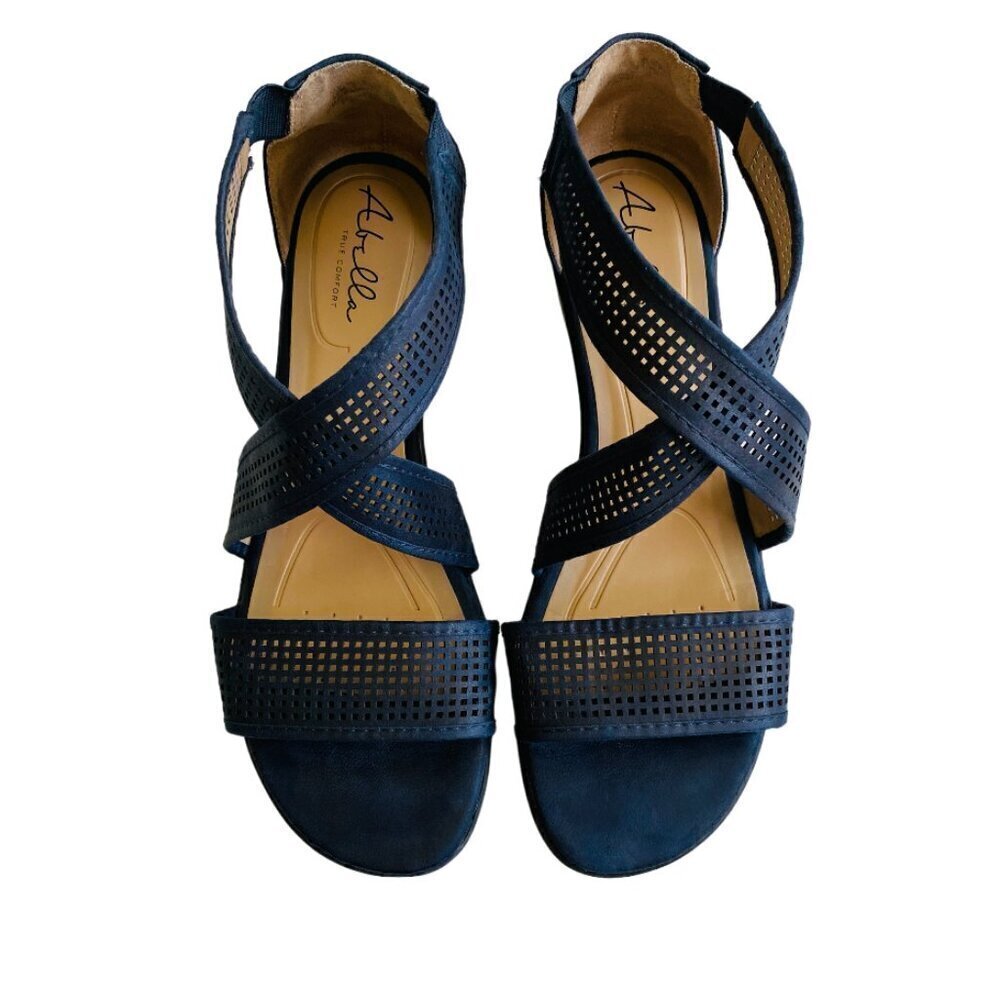 Abella True Comfort Navy Perforated Sandals Sz 10​​​​​​